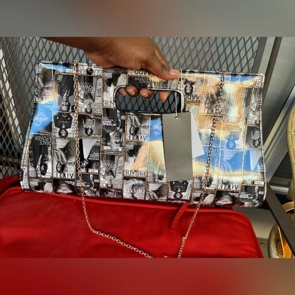Handmade structured monochromatic Crossbody/ Clutch Obama and Michelle